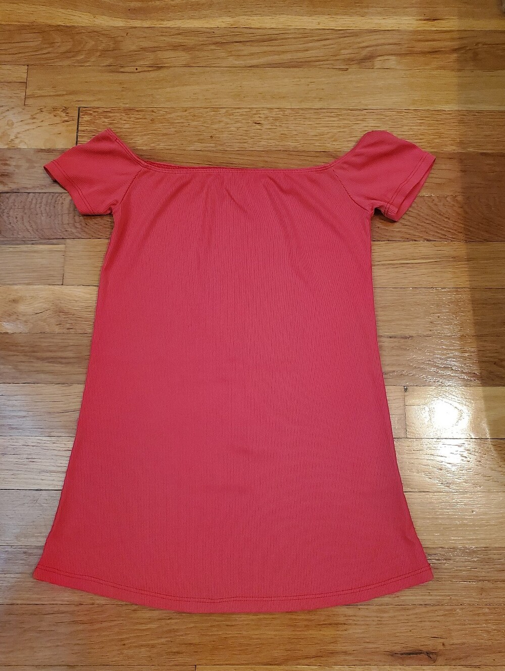 Michael Lauren Coral Ribbed Off The Shoulder Top